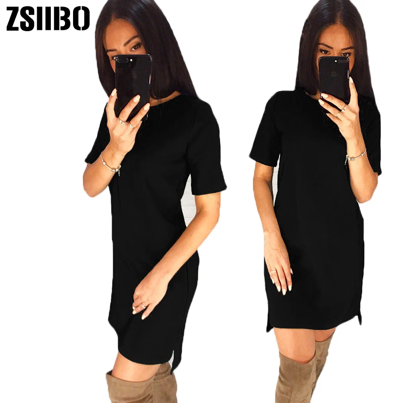 

Women's Dresses with Irregular Front and Back Length in Pure Colors in Spring ZSIIBO