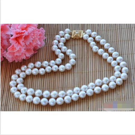 

P3912 2row 18" 11mm round white freshwater pearl necklace^^^@^Noble style Natural Fine jewe fast SHIPPING