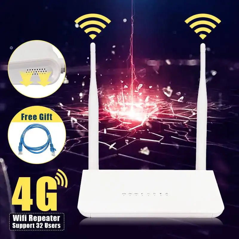 

LEORY 4G LTE CPE Mobile Router With LAN Port Support SIM Card Portable 150Mbps Wireless Router With 2 External Antennas