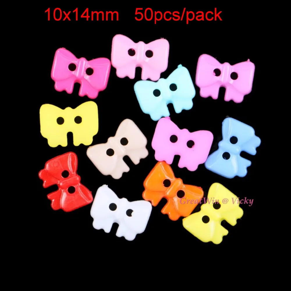 

10x14mm 50pcs Sew On Bowknot Button 2 Holes Sewing On Kids Buttons DIY Acrylic Beads Bag Shoes Gift Party Decoration New