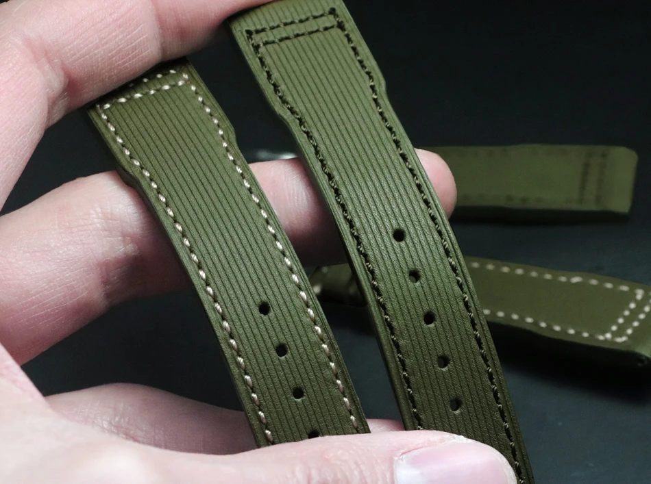 

high quality 20 21 22 mm Army Green Genuine Leather Universal Watch Strap Handmade fashion Watchbands For IWC series Wristband