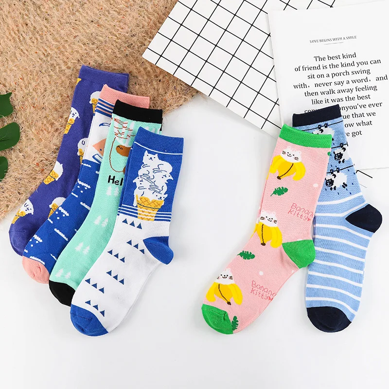 Корейские милые носки унисекс с рисунками животных из мультфильмов Kawaii женские