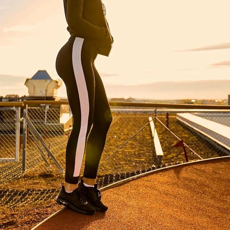 

Fashion Patchwork Elastic Fitness Leggings High Waist Workout Leggings Slim Fit Pants