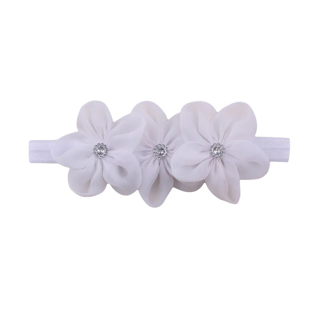 

Ribbon Pearl Diamond Hairband Newborn Hair bands Sewing 3 Flowers Headband Kids Hair Accessories for Girls Fashion