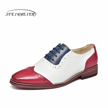 

Yinzo Women's Flats Oxford Shoes Woman yellow Genuine Leather Sneakers Ladies Brogues Vintage Casual summer Shoes For Women 2020