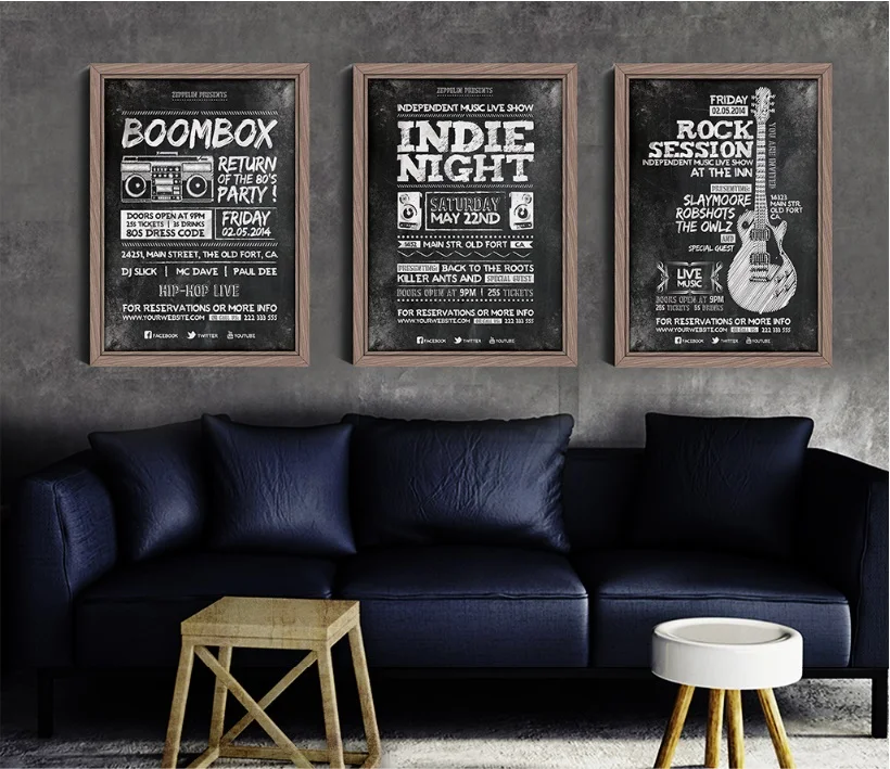 Retro Bar Cafe Modular Print Picture Wall Art Canvas Paintings