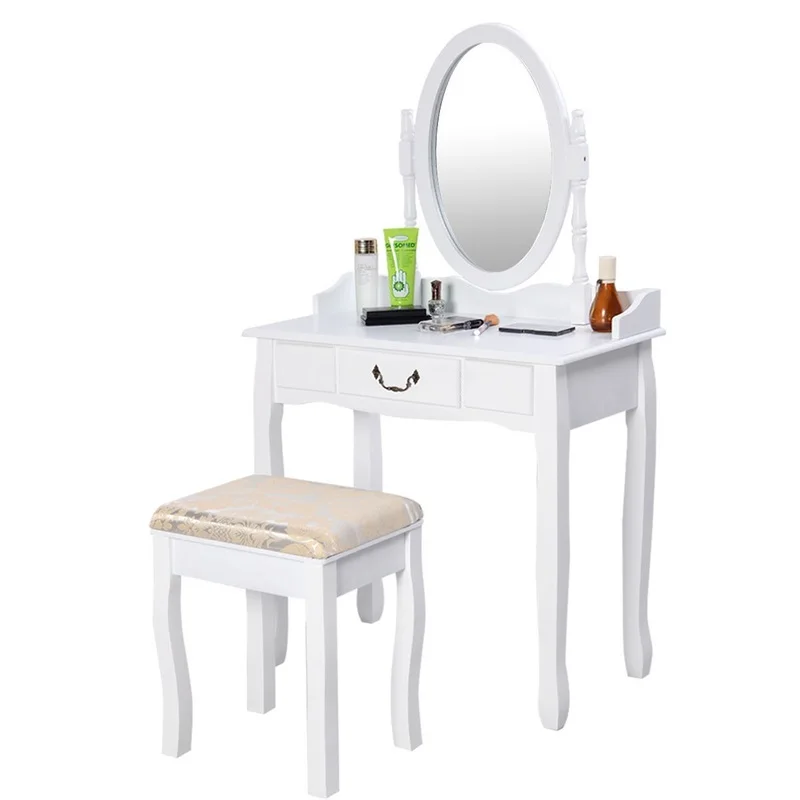 Us 129 25 47 Off Modern Women Bedroom Set Furniture White Vanity Makeup Desk Dresser Table And Stool With Rotating Mirror Hw50200 In Dressers Us 129 25 47 Off Modern Women Bedroom Set Furniture White Vanity Makeup Desk Dresser Table And Stool With Rotating Mirror Hw50200 In Dressers