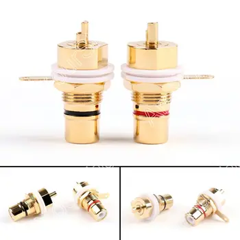 

Areyourshop Sale 20 Pcs CMC Copper Plated RCA Female Phono Jack Panel Chassis Connector Red Black High Quality