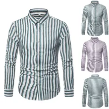 JAYCOSIN мужские рубашки в деловом стиле для отдыха Повседневное официальные Топы Для мужчин с длинным рукавом отложной воротник Популярные Рубашка в полоску человек May21 P35