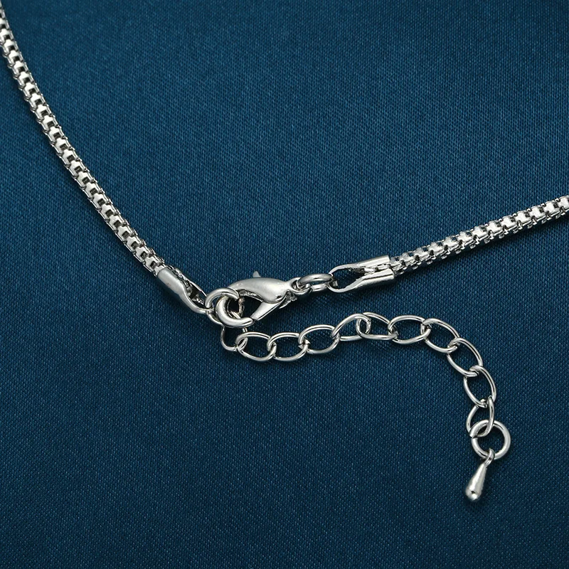 AMORUI Ballet Girls Trendy Pendant Necklace Blue Silver Pendant Women Chain Necklace Fashion Women Stainless Steel Necklaces