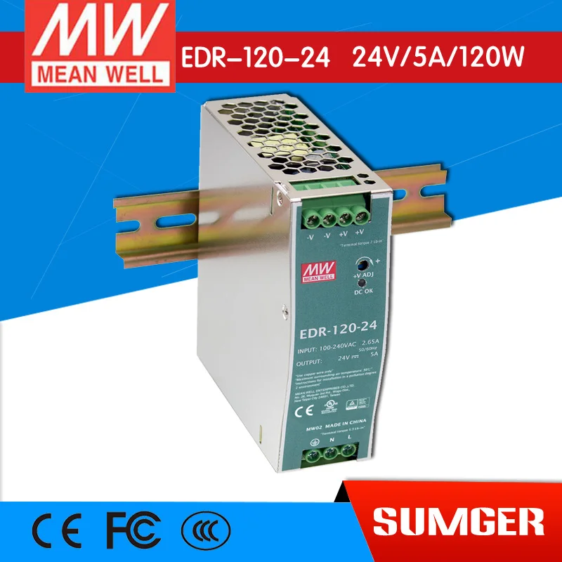 Sumger [freeshipping02] означает хорошо edr-120-24 24 В 5A Meanwell edr-120 120 Вт один Выход промышленные