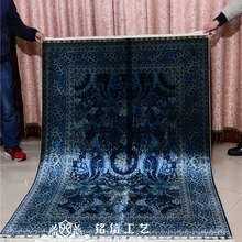 4'x6' Черный Синий Шелковый ковер ручной работы Персия ковры Восточный шелковый ковер мягкие ковры для гостиной