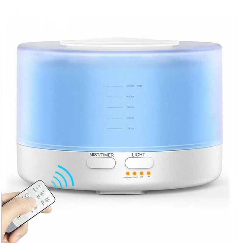 

GRTCO 500ML Essential Oil Aromatherapy Diffuser Ultrasonic Air Humidifier with Remote Control 7 Colors LED Night Light