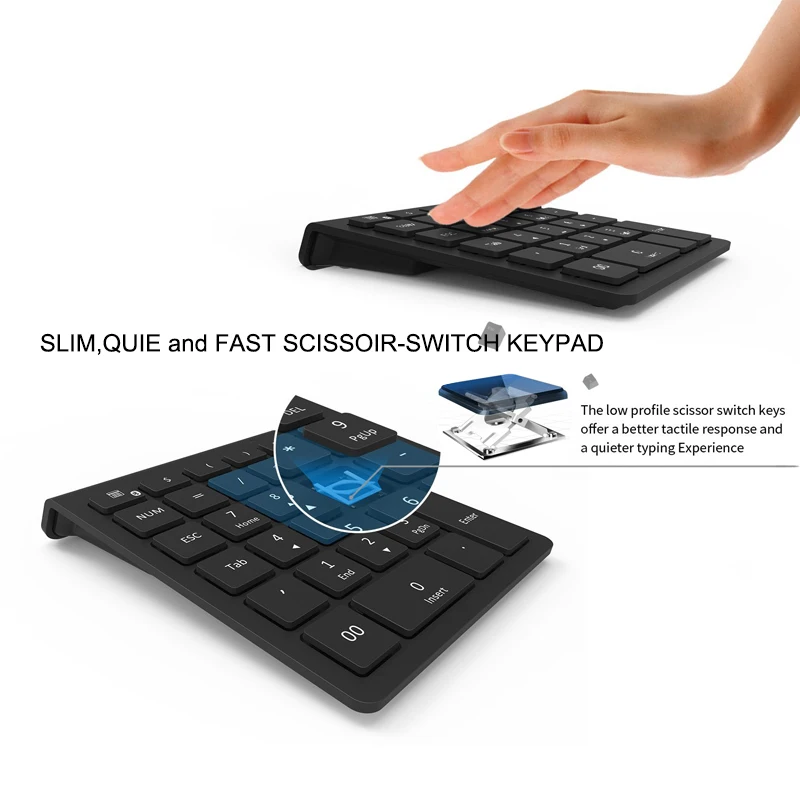 Beste Avatto 28 Toetsen Bluetooth Wireless Numeriek Toetsenbord Mini Numpad Met Meer Functietoetsen Digitale Toetsenbord Voor Pc Accounting Taken