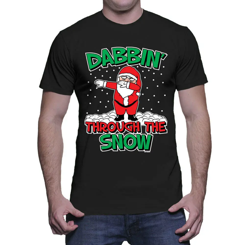 Dabbin' через снег Рождество даббинь Санты X-Mas мужские T-shirt2019 модный бренд 646% хлопок печатных Круглый вырез футболки