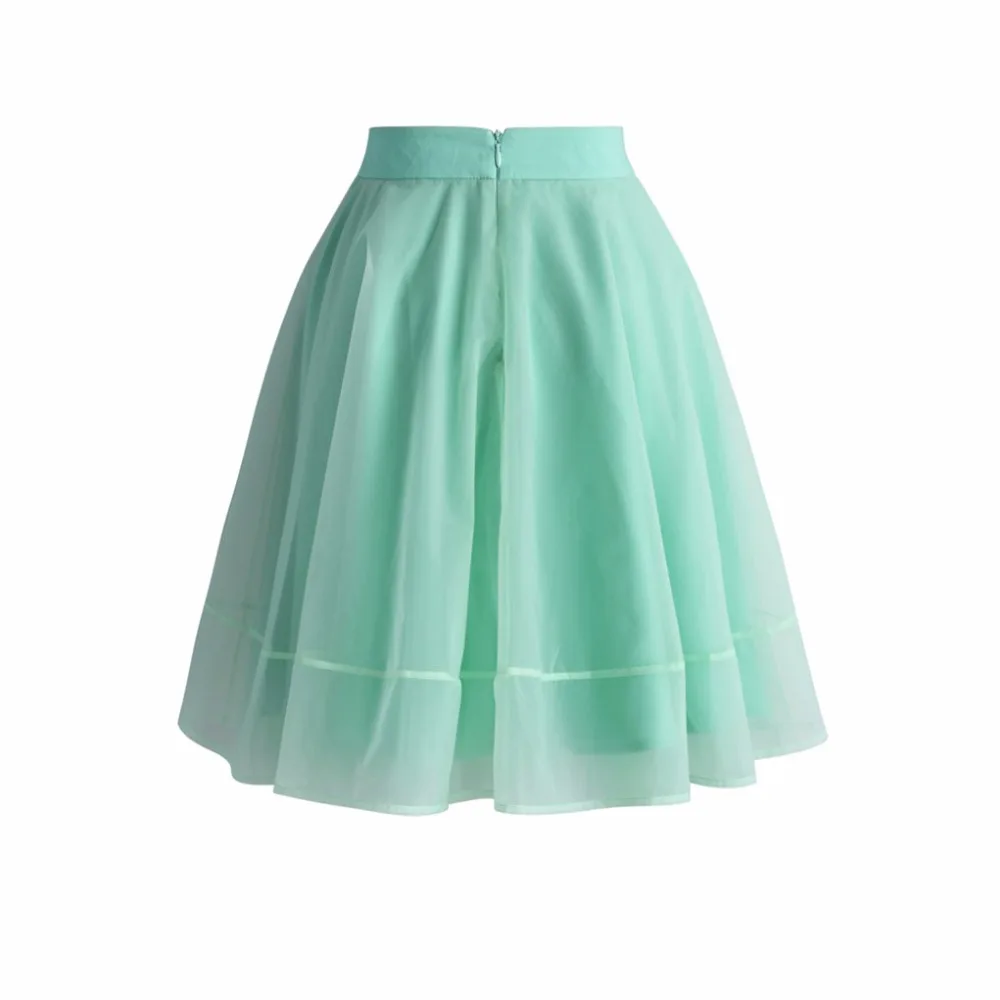 Real Pictures Mint Green Skirt Zipper Waistline A Line Knee Length