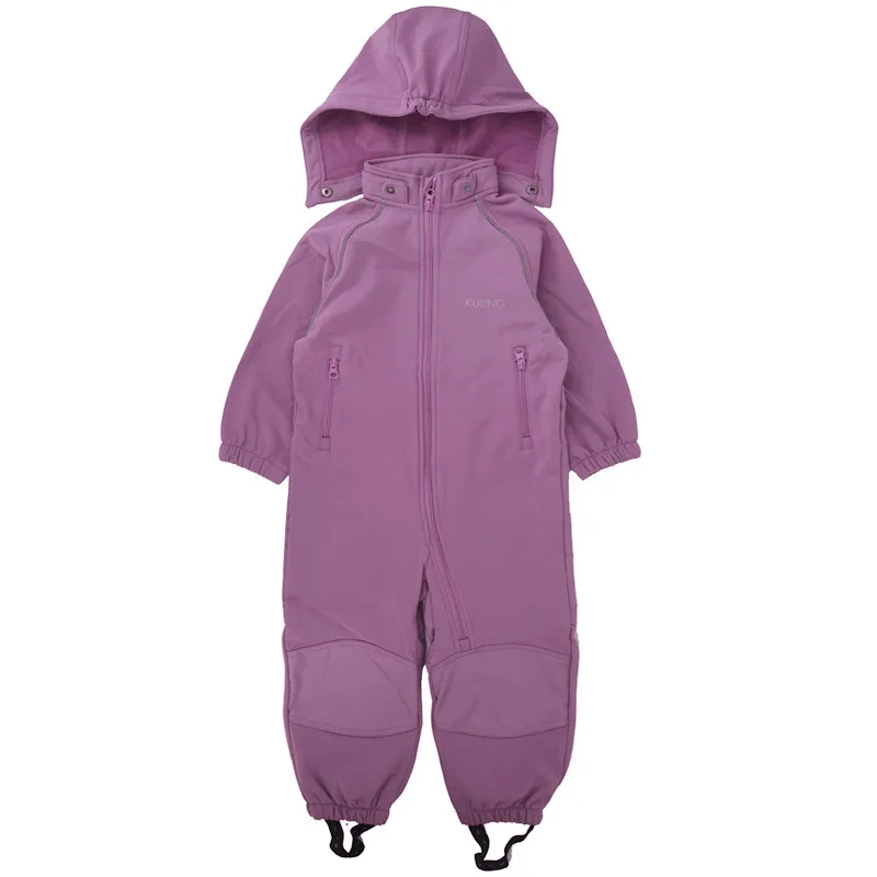 Soft shell baby jumpsuit boy girl jumpsuit with foot belt jumpsuit to keep warm