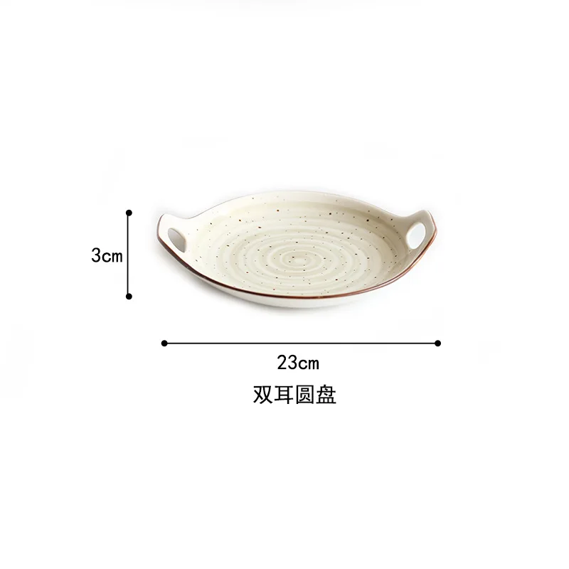 Японская ручная роспись глазурованный фарфоровый набор посуды бытовые блюда рисовые чаши Миски миски для лапши - Цвет: B-8 inch double ear