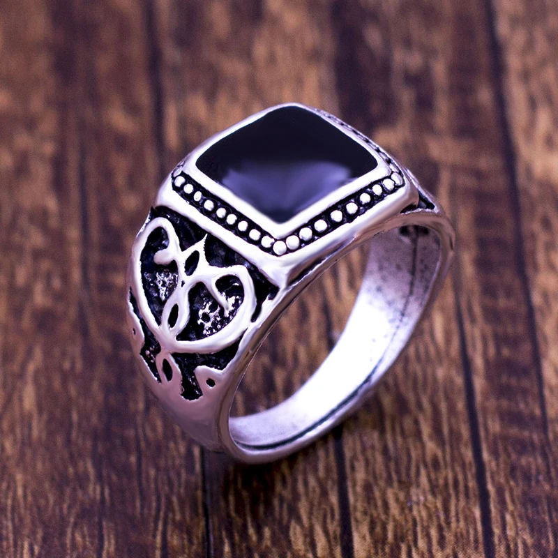

2018 hot selling classic men finger ring Plating ancient silver plated fashion jewelry black ring women