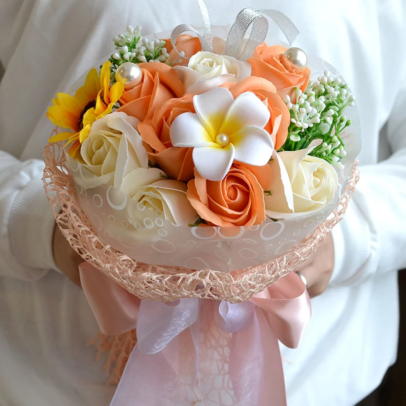 Kyunovia Мыло букет с подсолнухами цветочный букет Подарки Heronsbill Букеты свадебные цветы Keepsake букет fe37