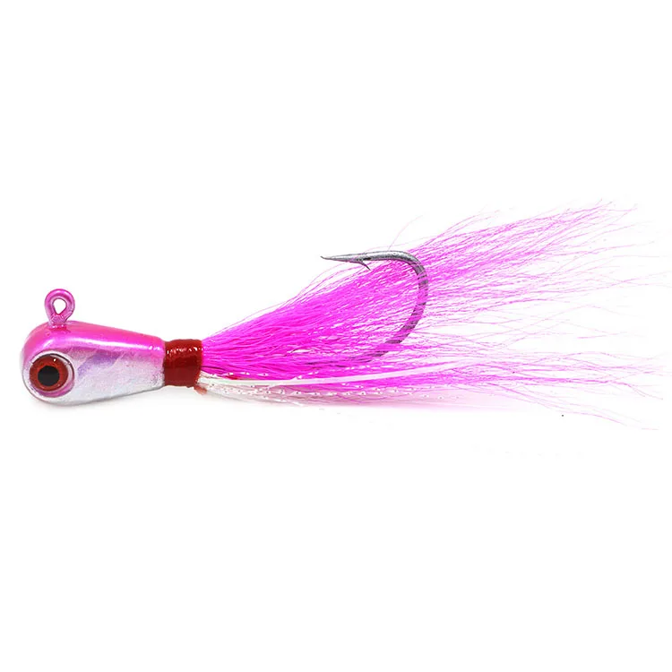 1 piece Color A 1 унция 3D глаза Bucktail jig 5 цветов большая игра морская Мормышка свинцовая головка приманки для ловли басов - Цвет: 1 piece Color A
