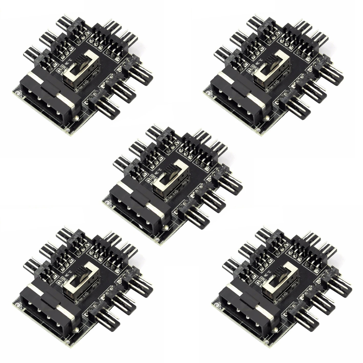 

Computer Cooling 1 to 8 4Pin/SATA Molex Cooler Fan Hub Splitter Cable PWM 3Pin Power Supply Adapter 2 Level Speed Controller