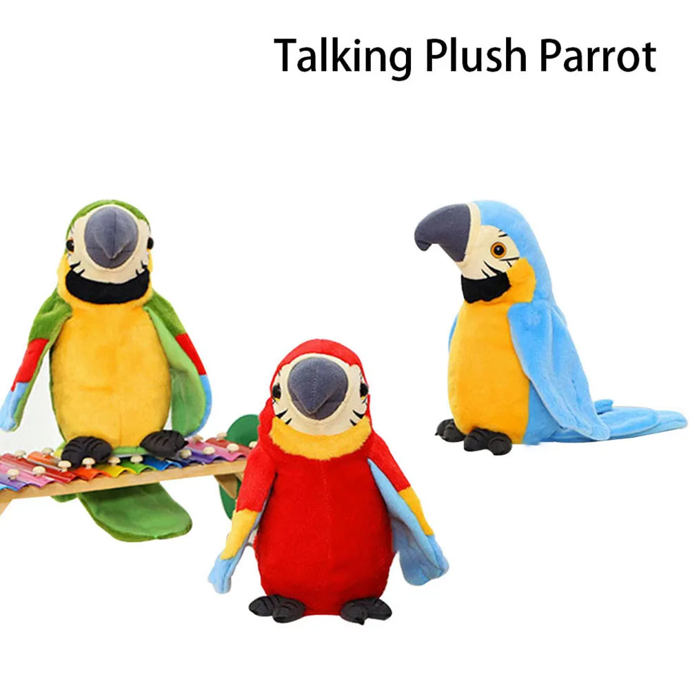 

Novelty Funny Plush Parrot Talking Repeat Waving Wings Interactive Kids Toy