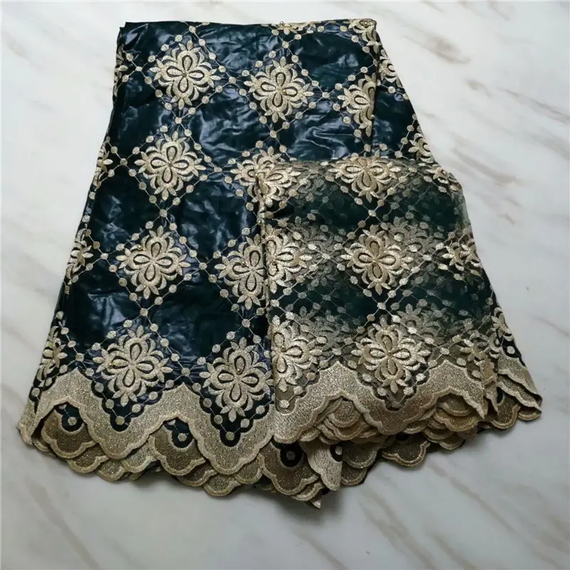 

5+2Yards Fabric Tissu African cotton embroidered Austria Bazin riche getzner African Lace Fabric French Fabric For Wedding