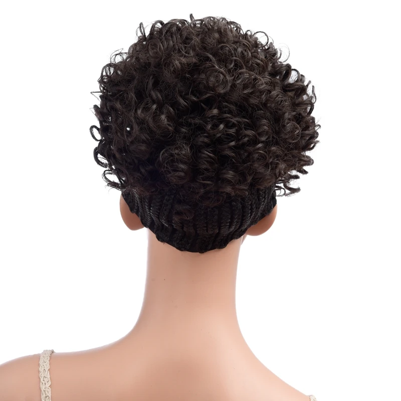 Dindong peruca cabelo curto encaracolado, clipe sintético