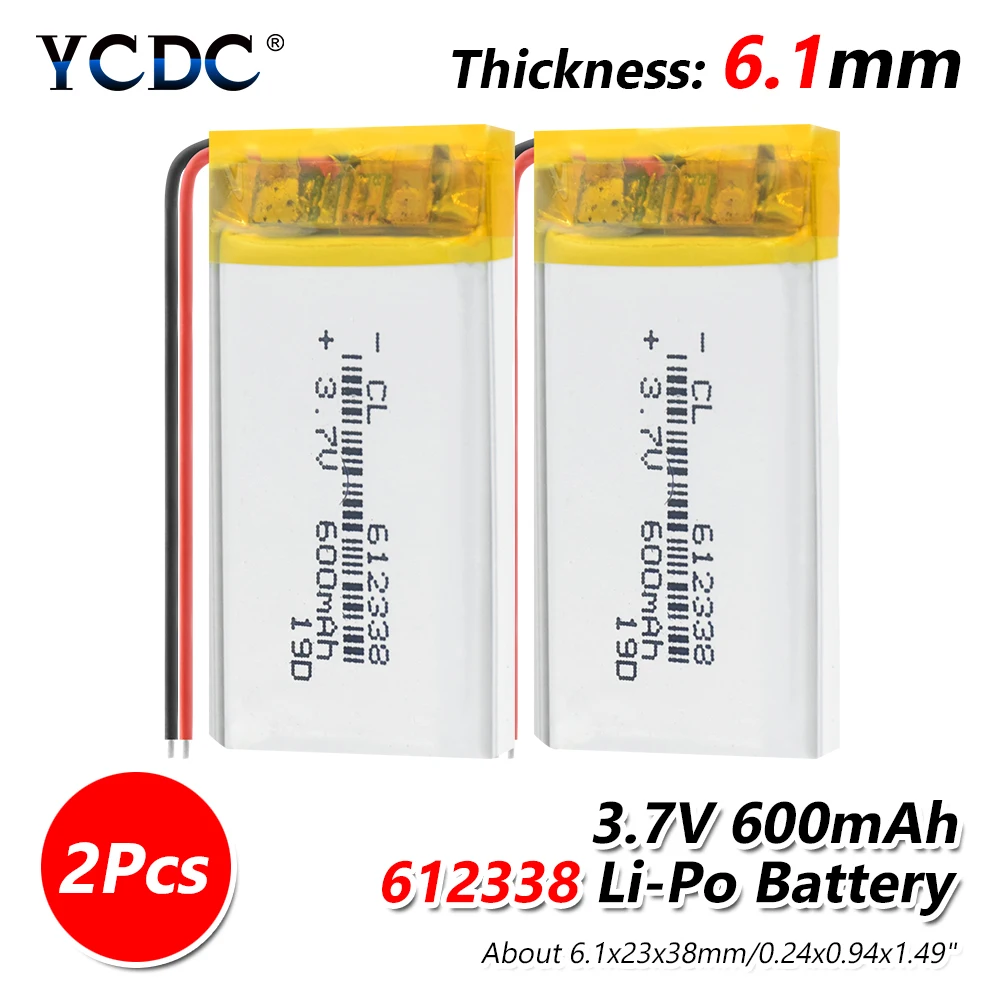 1/2/4 шт. литий-полимерный аккумулятор 3,7 V 600mAh 612338 Li-Po литий-ионный Перезаряжаемые Батарея Lipo Клетки для DVR gps MP3 MP4 сотовый телефон Динамик