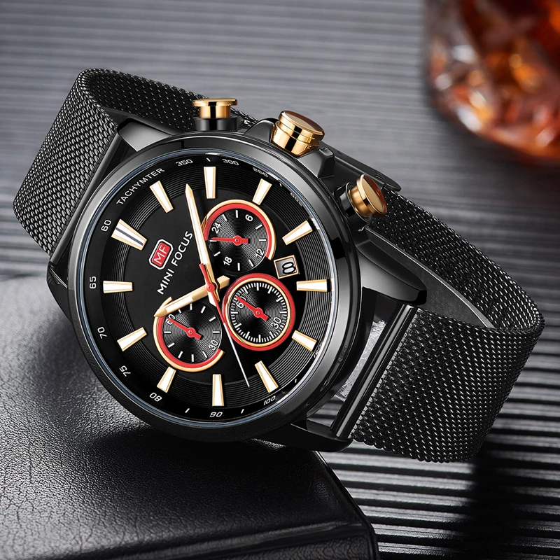 MINIFOCUS Men Watches Stainless Steel 24 Hour Luminous Hands Fashion Top Luxury Brand Waterproof Sport Quartz Wristwatches Black MINIFOCUS Men Watches Stainless Steel 24 Hour Luminous Hands Fashion Top Luxury Brand Waterproof Sport Quartz Wristwatches Black
