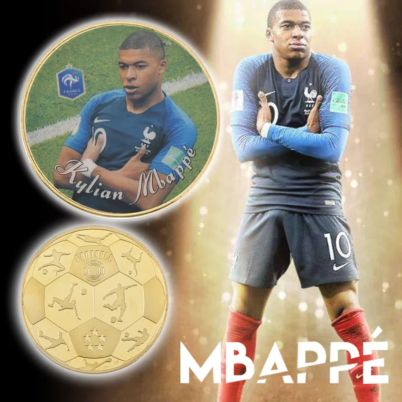 

WR NEW France Football Player Kylian Mbappe Coin Golden Challenge Copy Coins for Soccer Fans Collection of commemorative gifts