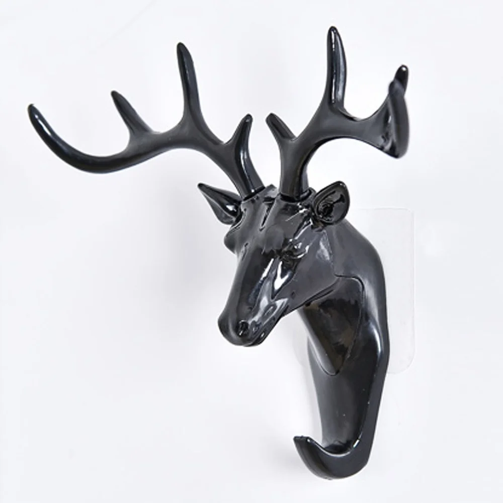 

Creative Deer Head Shape Hook Self Adhesive Clothing Display Racks Wall Decoration Antlers Head Key Hook Coat Hanger Bag Holder
