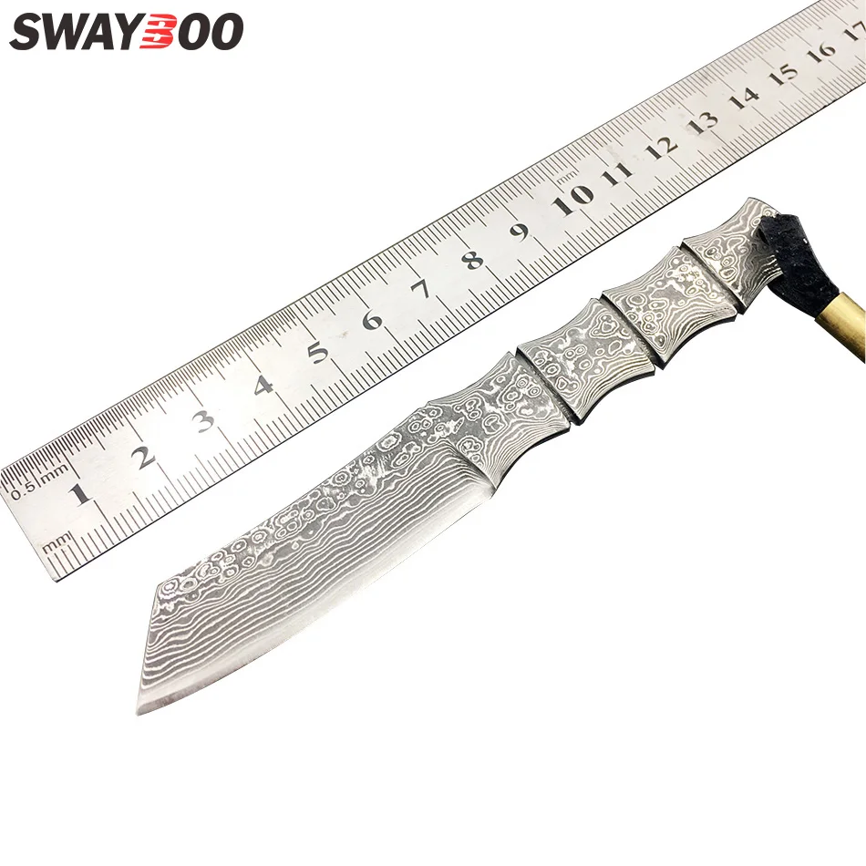 Swayboo Bamboo Shape Damascus Steel Outdoor Camping Knife Portable