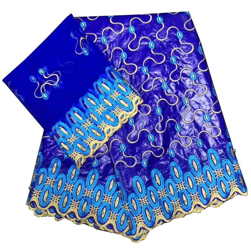 

(5+2yards/set ) High quality African bazin riche lace fabric with embroidery and beads plus net lace set for party dress CBL54
