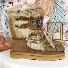 EIOUPI/теплые зимние ботинки; женские повседневные модные ботинки из овечьей кожи с натуральным овечьим мехом на плоской подошве; ju450-388