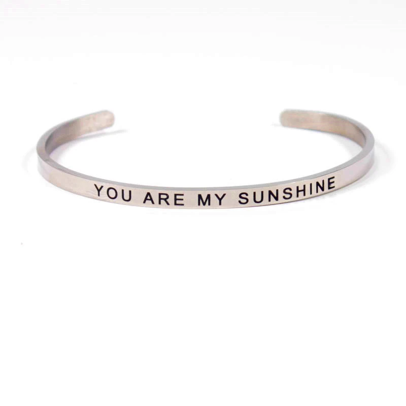 New YOU ARE MY SUNSHINE гравировкой Браслеты нержавеющей стали браслеты 4 мм Ширина