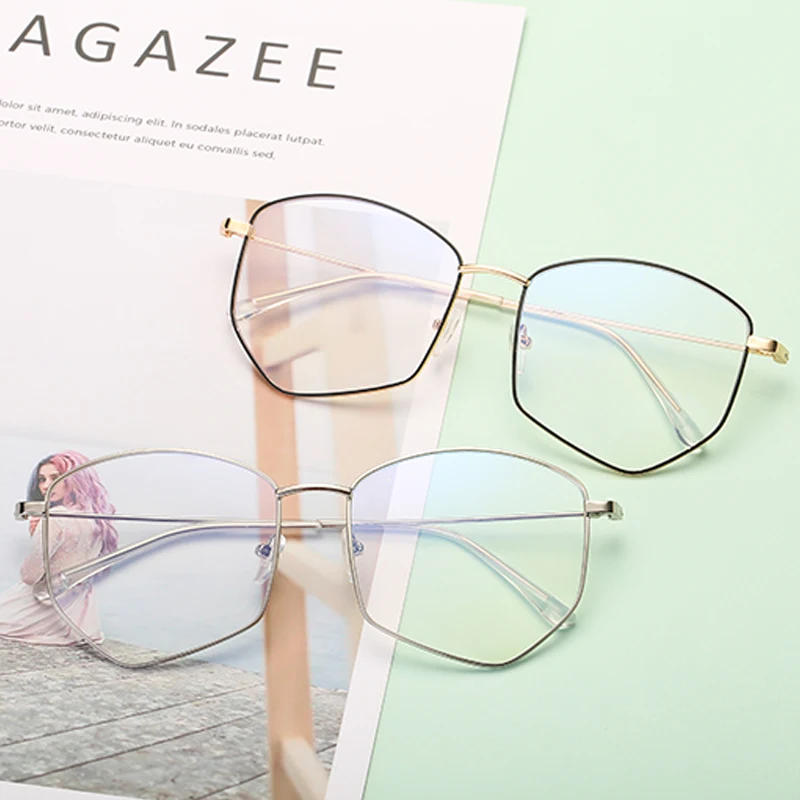 

2018 new metal polygon retro glasses frames female irregular myopia frames women with fine color matching myopia men