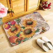 Felpudo clásico con estampado de flores para puerta, felpudo grueso Franela suave de gamuza Vintage de 40x60 cm, felpudo para piso, pasillo, cocina, baño, alfombras MU