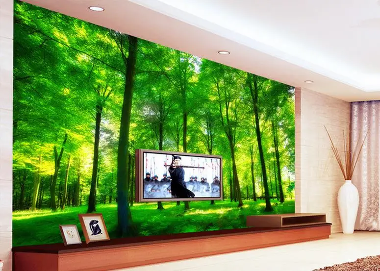 

3d customized wallpaper wall 3d wallpaper Green forest living room background wall decoration painting bathroom 3d wallpaper