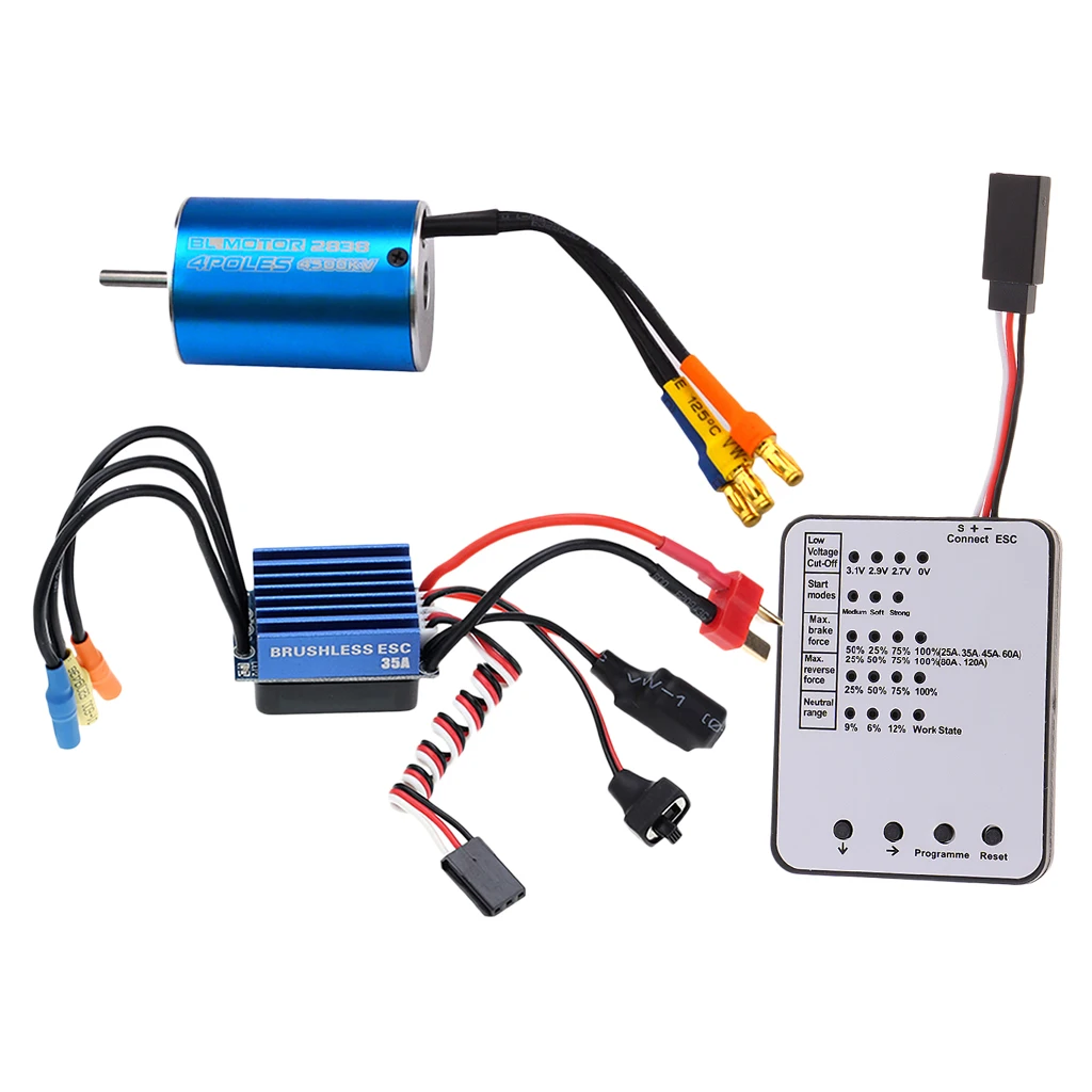 2838 4500KV Brushless Sensorless Motor 4P+35A ESC+LED Programing Card for 1/12 1/14 1/16 RC Car DIY Accessory | Игрушки и хобби