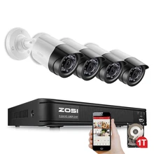 ZOSI 4CH CCTV System 1080P TVI 4CH CCTV DVR with 1TB 4PCS 2.0MP CCD Security Camera 1920*1080 CCTV Camera Surveillance System