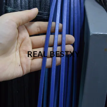 

REAL BESTXY 5m/lot 5*3mm blue flat leather strings for leather bracelets making leather rope cords factory price hot sellijng