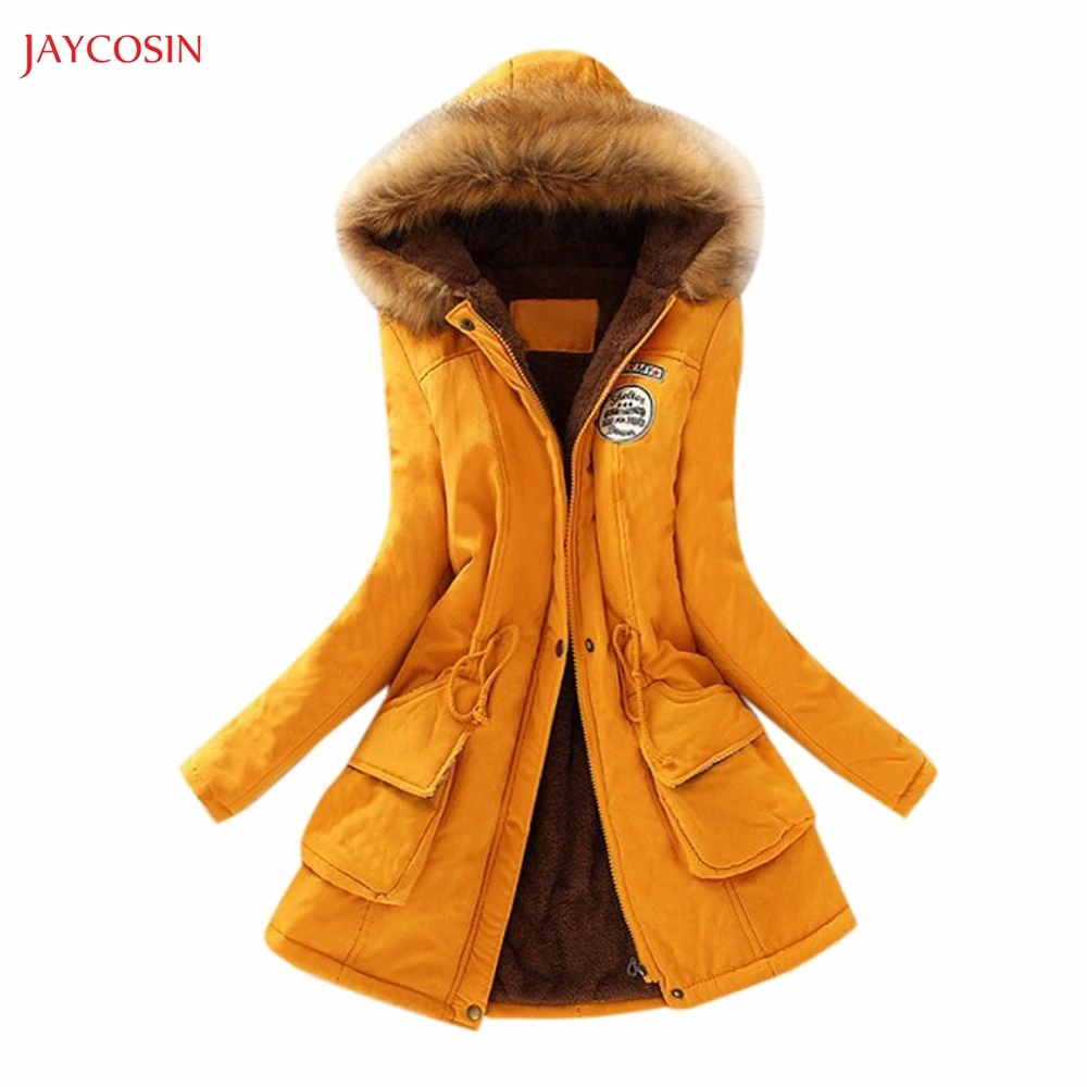 

Jaycosin Clothes Winter Coat Women Fur Collar Hooded Jacket Girls Medium Long Section Female Winter Fashion Parka Cotton Outwear