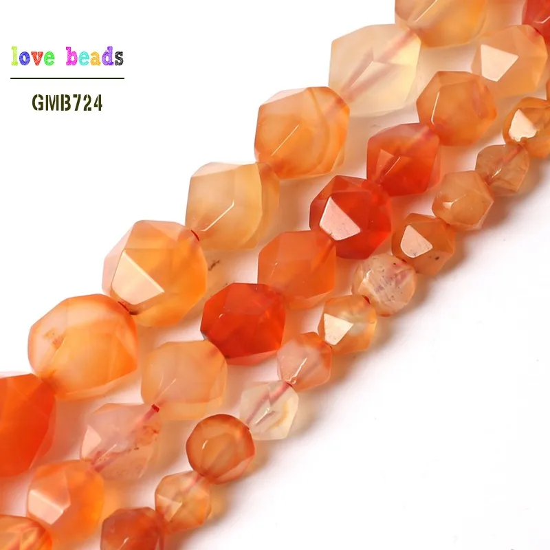 

Natural Orange Agates Stone Beads Faceted Round Loose Beads for Jewelry Making Bracelet 6/8/10mm 15inches