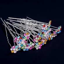 Женские Стразы u-образный заколки для волос для невесты Свадебные аксессуары цветок кристалл заколки для волос зажим для невесты ювелирные изделия 40 шт./партия