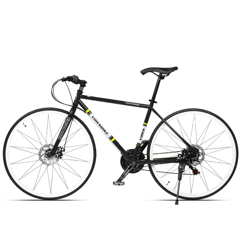 Новинка, карбоновая стальная рама 700CC, ветровой дорожный велосипед, 21/27 скоростей, двойной дисковый тормоз, велосипедный спорт на открытом воздухе, велосипедный гоночный велосипед - Цвет: Straight black