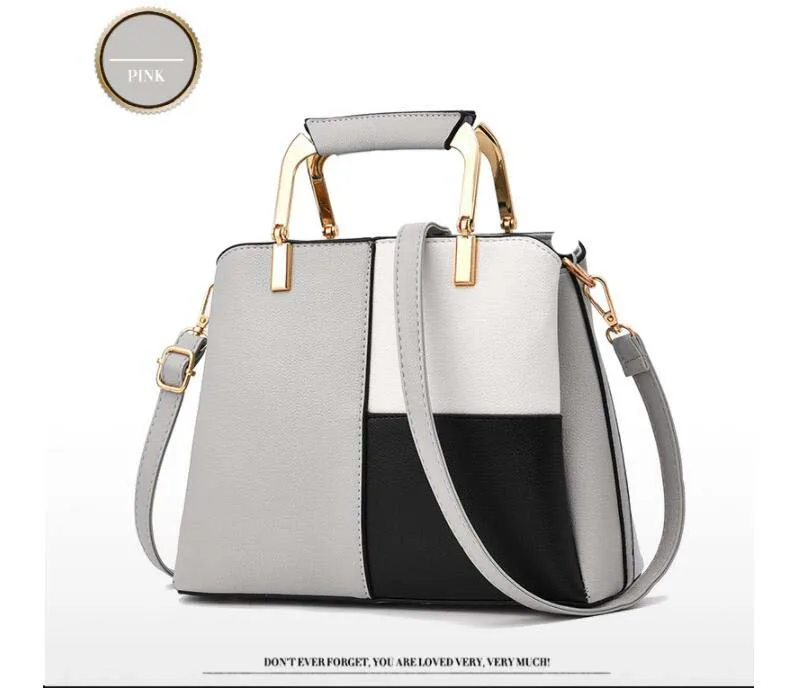 2018 New fashion color matching handbags wild medium large capacity ladies shopping office female Messenger bag shoulder bag     (18)