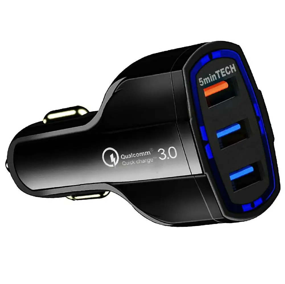 Быстрое Автомобильное зарядное устройство EastVita(3 порта) USB(16 W/5,9, 12 V/3.2A) для Android iPhone - Цвет: black