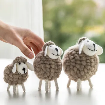 

Innovative Wool Felt Cute Sheep Shape Craft Children Room Decor Ornament Objects Soft Toys Dolls Kawaii Alpaca Plush Figurines